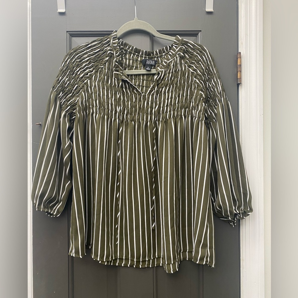 A.n.a Stripped long sleeve blouse size small